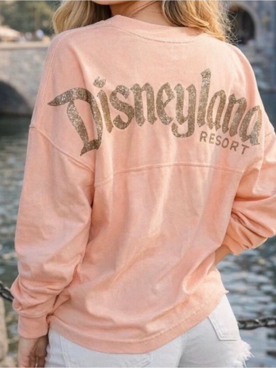 Disney Tops - Disneyland Spirit Jersey Rose Gold Pink Glitter Oversized Size XS/S